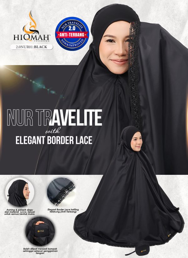 NUR TRAVELITE 2.0 ELEGANT BORDER LACE BLACK (NORMAL SIZE)