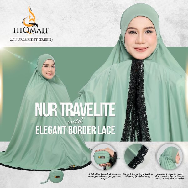 NUR TRAVELITE 2.0 ELEGANT BORDER LACE MINT GREEN (NORMAL SIZE)