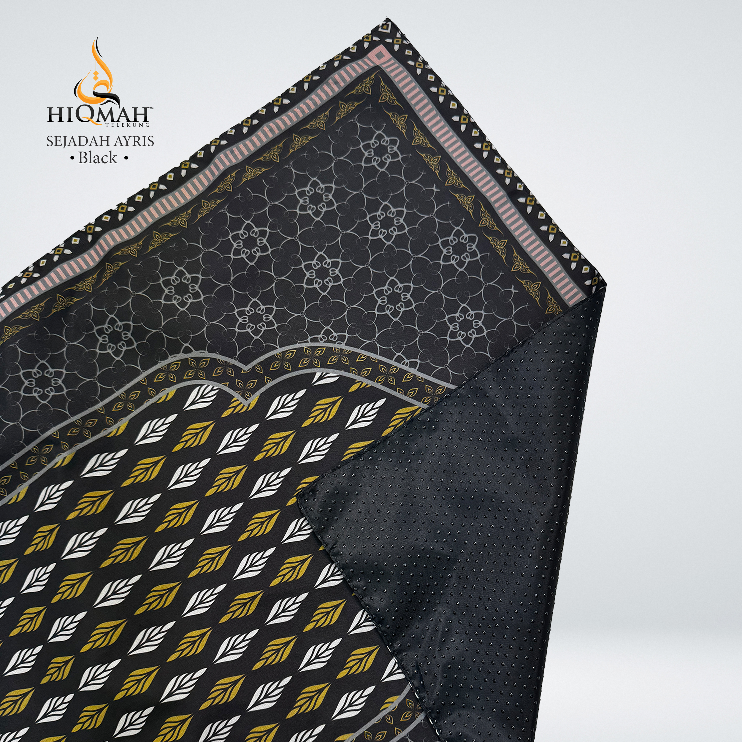 ALAS SEJADAH TRAVEL AYRIS - BLACK [ANTI SLIP] ROLLED/HANDHELD - Image 3